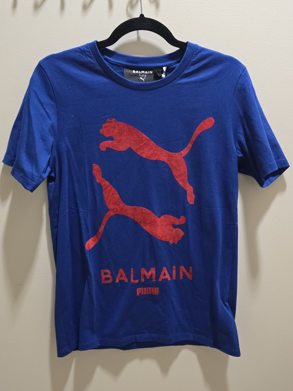 Balmain x Puma Blue Graphic Logo Tee XS